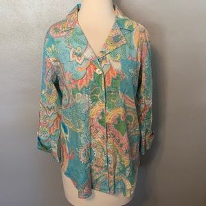 Lauren Ralph Lauren 3/4 Sleeve Shirt M Blue